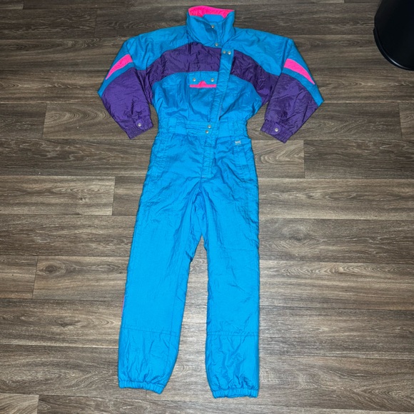 80’s-90’s Vintage Inside Edge Bold Blue and Purple Jumpsuit with Relaxed Fit XS - Picture 14 of 14